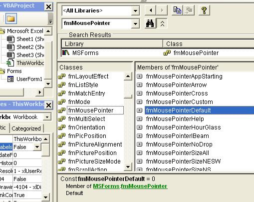 VBA Change Cursor