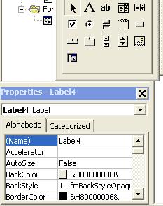 VBA Label - Properties Window