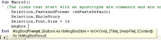 Using VBA in Word