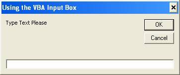 Input Box (InputBox) displayed